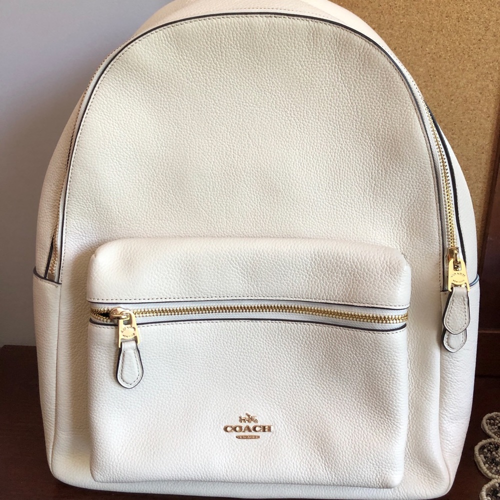 charlie chalk white coach backpack, NEVER USED!